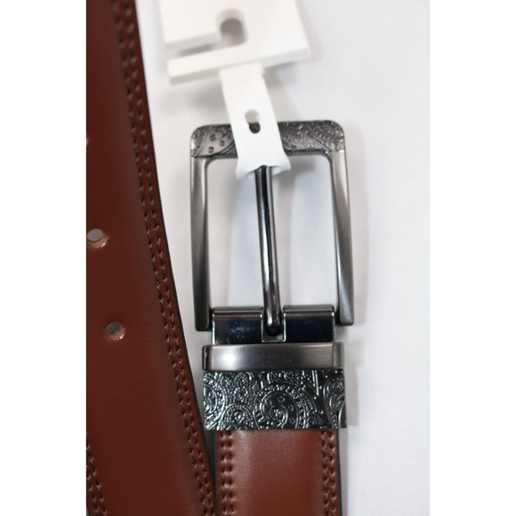 Robert Graham BAROLO REVERSIBLE BELT Tan/Brown Leather Men's Size: 34 $98 - Picture 2 of 6